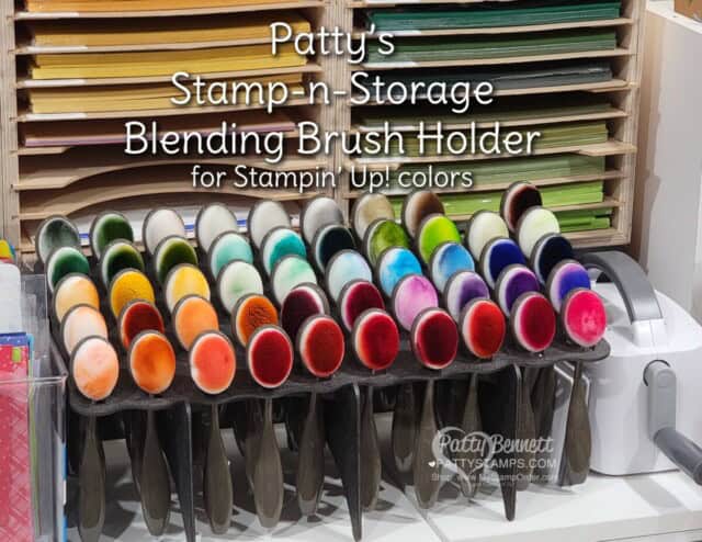 Stampin' UP! Blending Brush holder from Stamp-n-Storage. Patty's craft room organization tip.