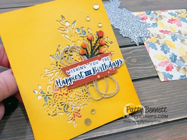 Detailed Autumn Bouquet dies from the Fond of Autumn bundle card idea from Patty Bennett