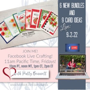 Weekly Facebook Live online card making class FREE with Patty Bennett, featuring 6 new Perfect Partner bundles from Stampin' Up!
