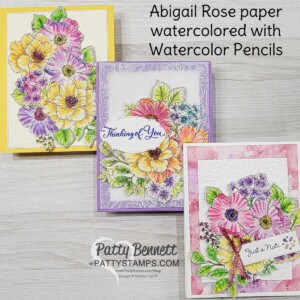 Abigail Rose floral cards with Stampin' UP! Watercolor Pencils by Patty Bennett