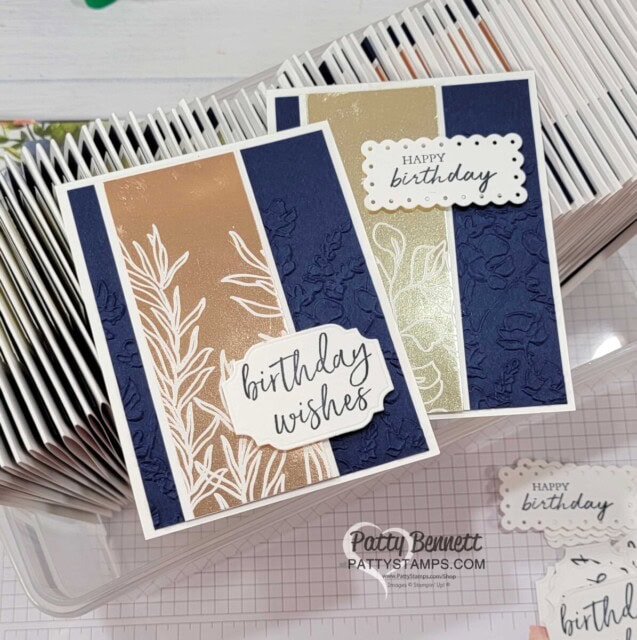 Stampin' Up! Splendid Day birthday card ideas featuring Painted Posies embossing folder by Patty Bennett