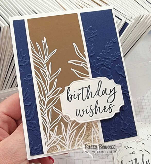 Stampin' Up! Splendid Day birthday card ideas featuring Painted Posies embossing folder by Patty Bennett