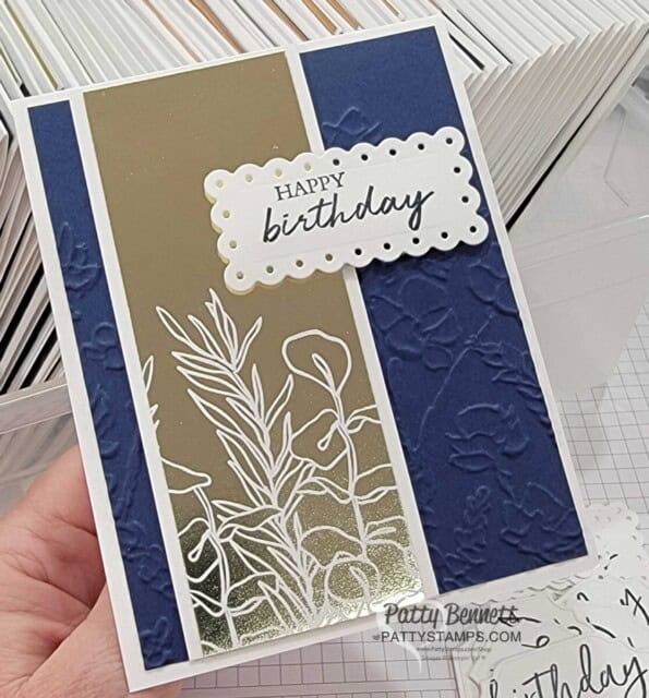 Stampin' Up! Splendid Day birthday card ideas featuring Painted Posies embossing folder by Patty Bennett