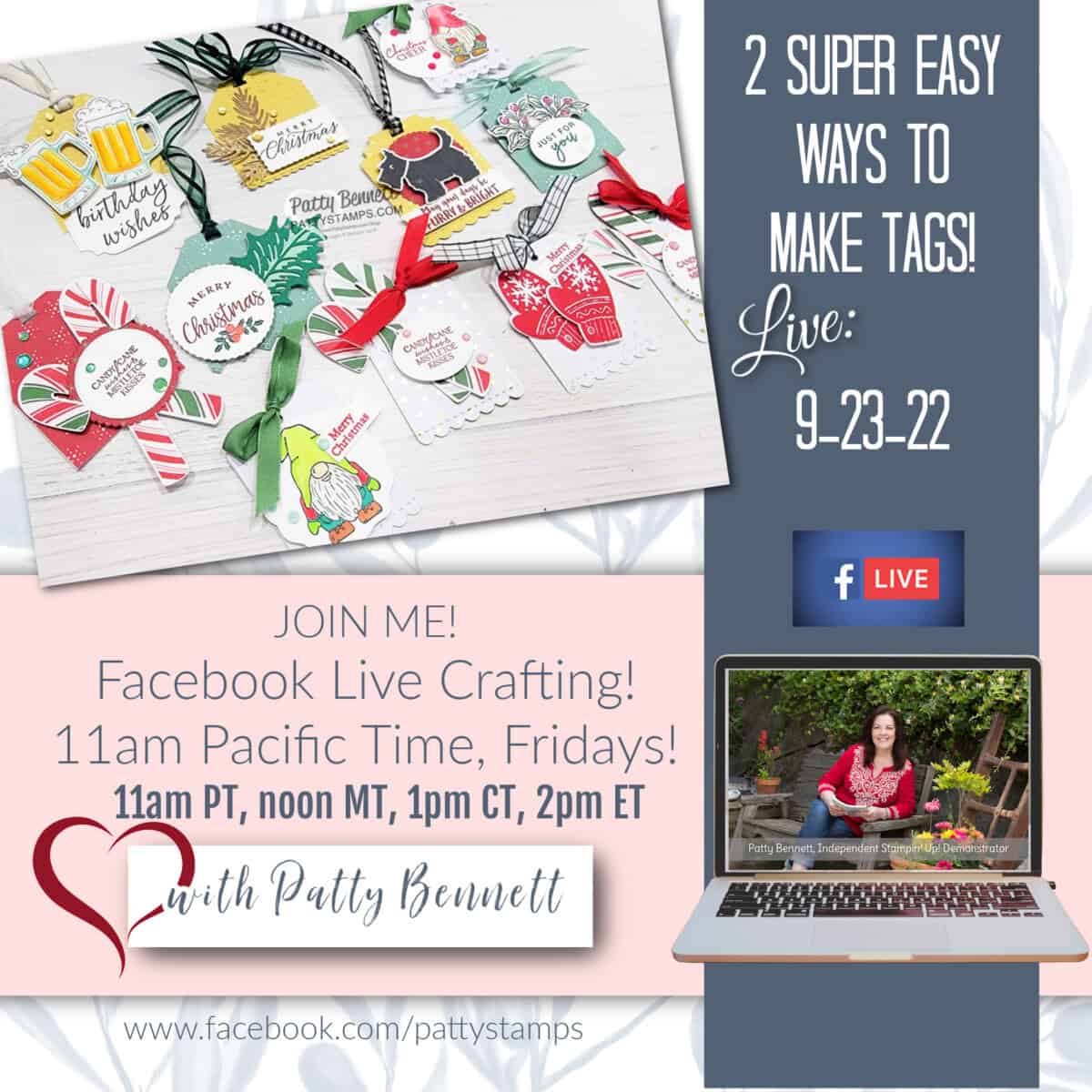Weekly Crafting video with Patty: 2 easy ways to make gift tags live!