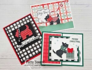Stampin' Up! Christmas Scottie punch bundle card ideas from weekly Facebook Live card making video with Patty Bennett