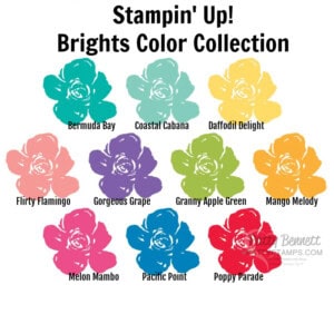 Stampin' UP! color collection of ink, cardstock, Blends and accessories. Brights color family