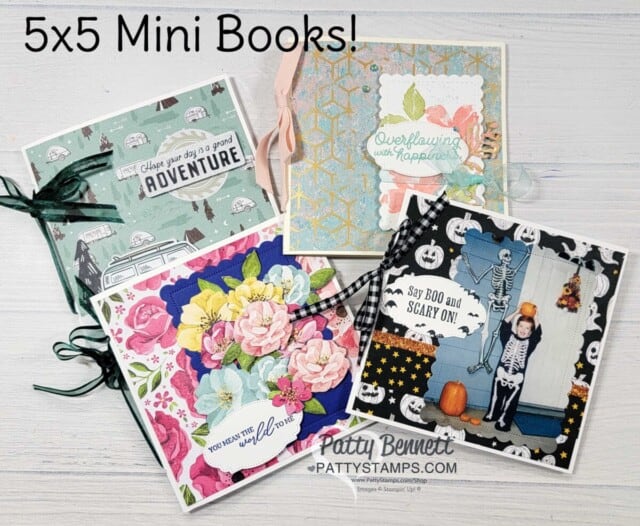 Make a Mini Book - or mini scrapbook - with Stampin' UP! Designer Paper. Free Pattystamps video tutorial.