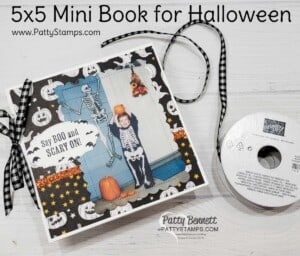 5x5 mini scrapbook for Halloween featuring Stampin' Up! designer paper and Scary cute bundle