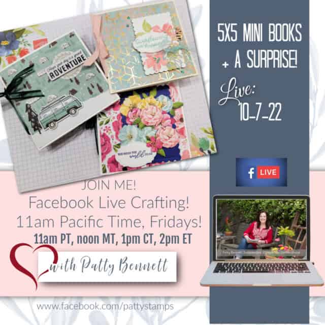 Facebook Live free crafting class with Patty Bennett = how to make 5x5 mini books with Stampin' Up! Supplies plus cute Halloween book.