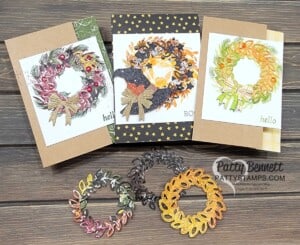 Cottage Wreaths bundle with stamp set and dies from Stampin' UP! - cards featuring the Rock n Roll Technique by Patty Bennett
