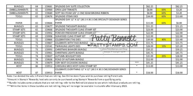 Stampin' Up! Holiday Catalog 2022 (July - December) Retiring and Sale List www.PattyStamps.com/shop