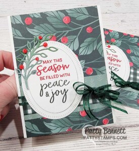 Easy Christmas Card idea featuring Stampin' Up! Fitting Florets designer paper, by Patty Bennett