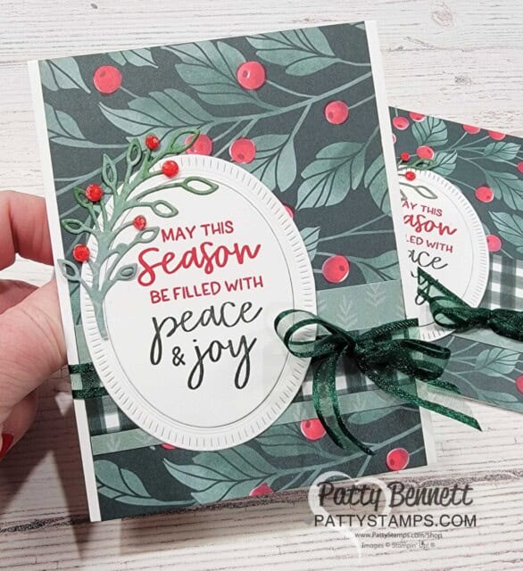 Easy Christmas Card idea featuring Stampin' Up! Fitting Florets designer paper, by Patty Bennett