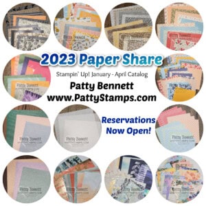 Stampin' UP! paper share sampler January 2023 catalog. Offered by Patty Bennett