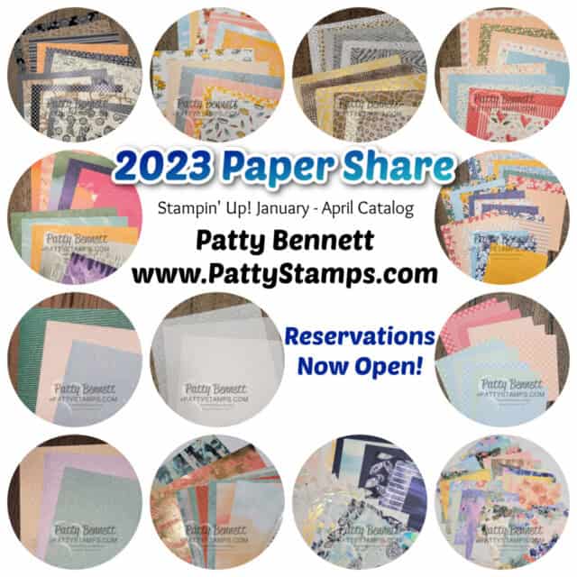 Stampin' UP! paper share sampler January 2023 catalog. Offered by Patty Bennett