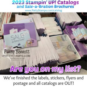 2023 Stampin' UP! mini catalog and Sale-a-Bration brochure in the mail from Patty Bennett