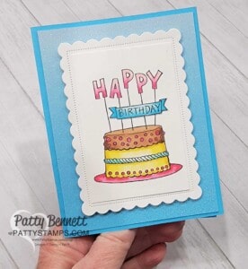 Easy birthday cake card you can make with Stampin' Blends markers and the Best Day stamp set.
