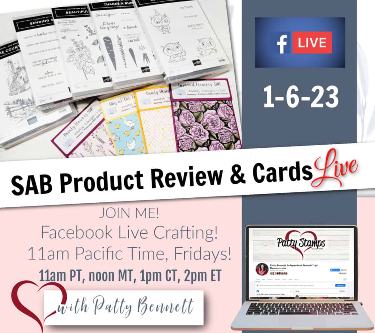 Sale-a-Bration 2023 product review video and card ideas live with Patty Bennett