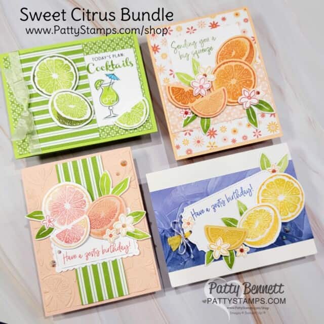 Sweet Citrus bundle card ideas, with Stampin' UP! card making supplies, by Patty Bennett