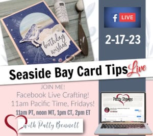 Facebook Live card making tips and product review Seaside Bay Suite from Stampin' Up! with Patty Bennett