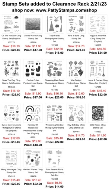 Stamp set sale clearance rack Stampin' UP! Feb. 2023 www.PattyStamps.com/shop