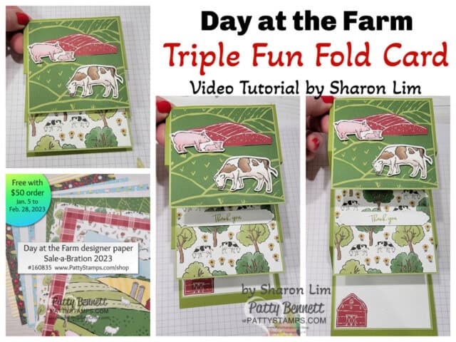 Triple fun fold card featuring Stampin' UP! Day at the Farm designer paper - Sale-a-Bration 2023