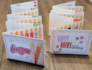 Milestone birthday accordion card idea featuring Stampin' UP! designer paper, by Patty Bennett