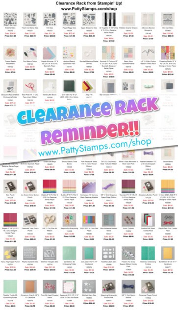 Stampin' Up! Clearance Rack specials on papercrafting and card making supplies. www.PattyStamps.com/shop