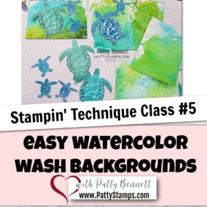 Easy Watercolor Wash Technique Class Stampin UP! pattystamps Sea Turtles