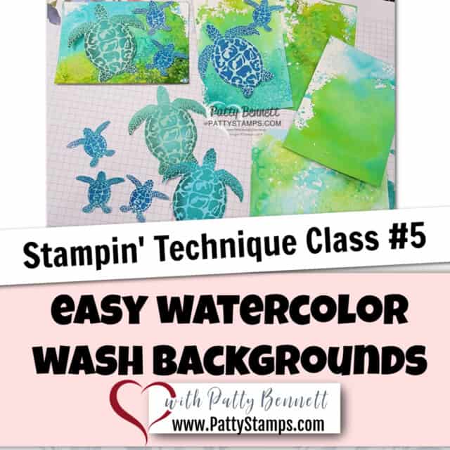 Easy Watercolor Wash Technique Class Stampin UP! pattystamps Sea Turtles