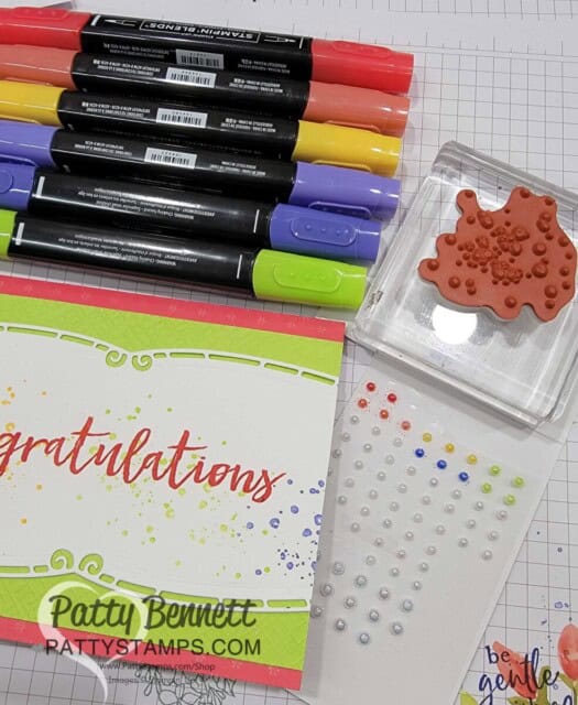 Color pearl with Stampin' Blends! Kind & Sincere Congratulations card featuring Stampin' Up! Elegant Borders dies