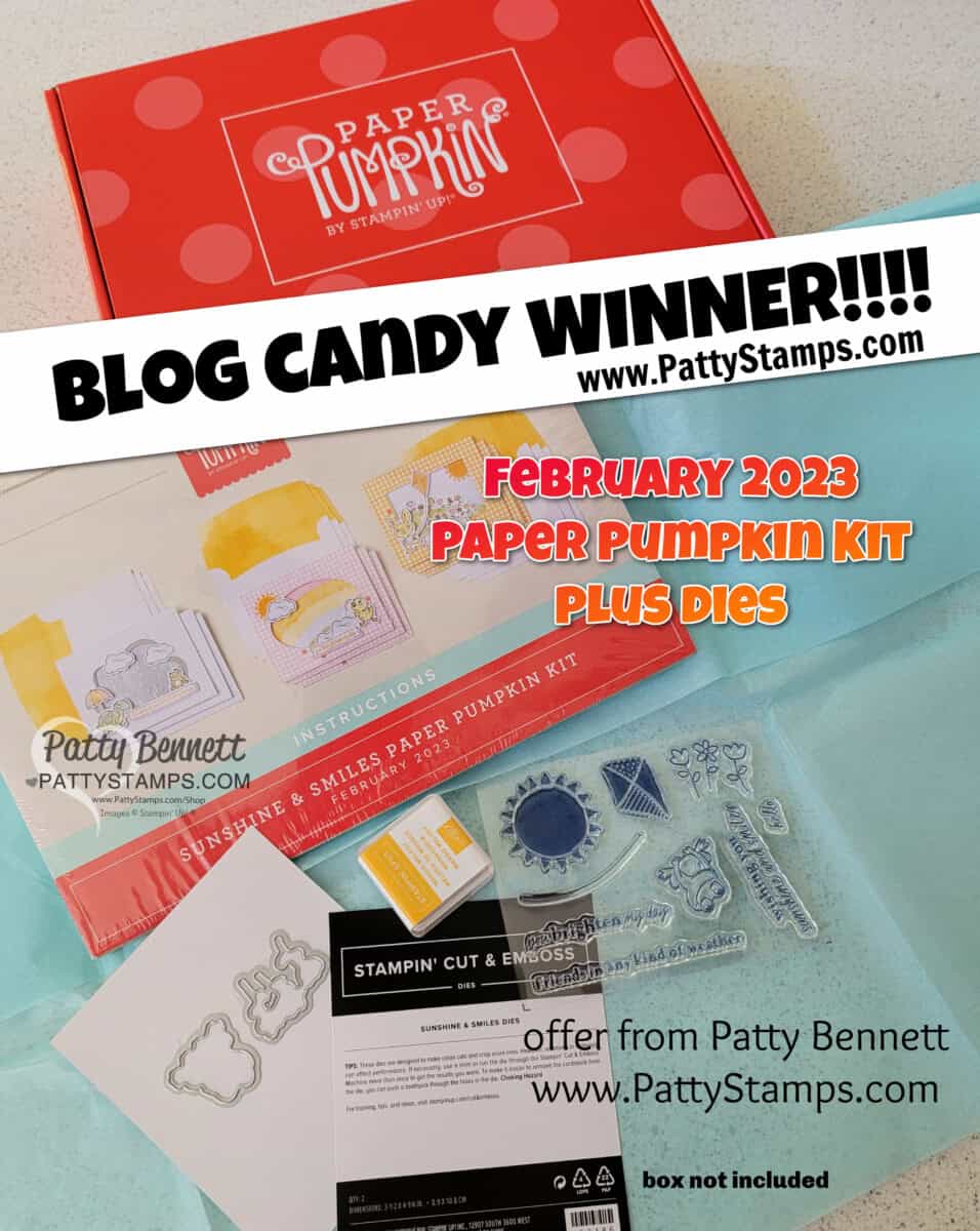 Sunshine & Smiles Paper Pumpkin Kit winner announced - blog candy giveaway from Patty Bennett