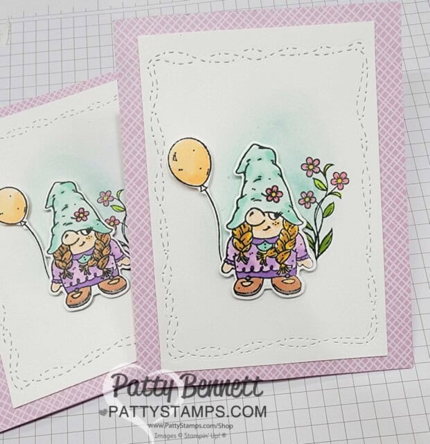 Friendly Gnomes cards colored with Stampin' Blends markers, by Patty Bennett