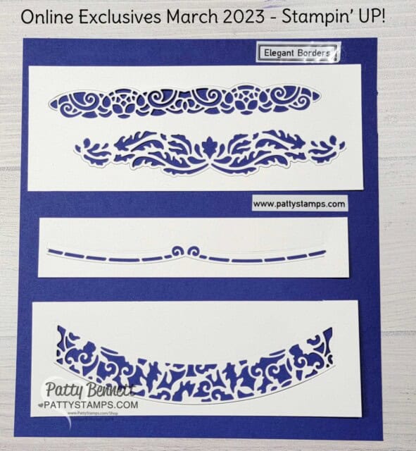 Stampin' Up! Online Exclusives Elegant Borders dies for card making. shop online with Patty Bennett