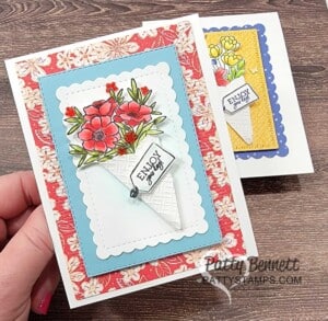 Amazing Year stamp set flower images colored with Stampin' Blends markers. Stampin' Up! card idea by Patty Bennett