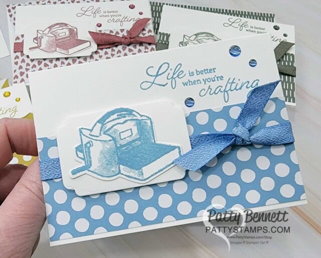 Stampin Up! In Color Note Card featuring the Crafting for You stamp set and Boho Blue In Color paper stack. 2023-2025