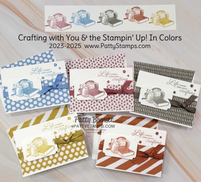 Stampin Up! In Color Note Card set featuring the Crafting for You stamp set and In Color paper stack. 2023-2025