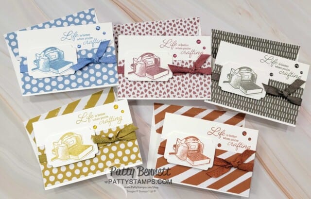 Stampin Up! In Color palette for 2023-2025 - ink pads, designer paper and ribbon. 
