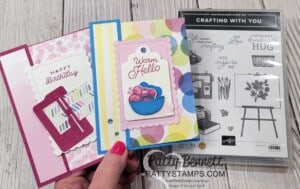 Stampin' Up! Crafting with You bundle card ideas featuring Bright & Beautiful designer paper by Patty Bennett