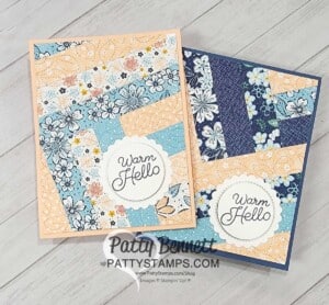 Stampin' Up! Quilt Cards with patchwork design using Regency Park designer paper by Patty Bennett