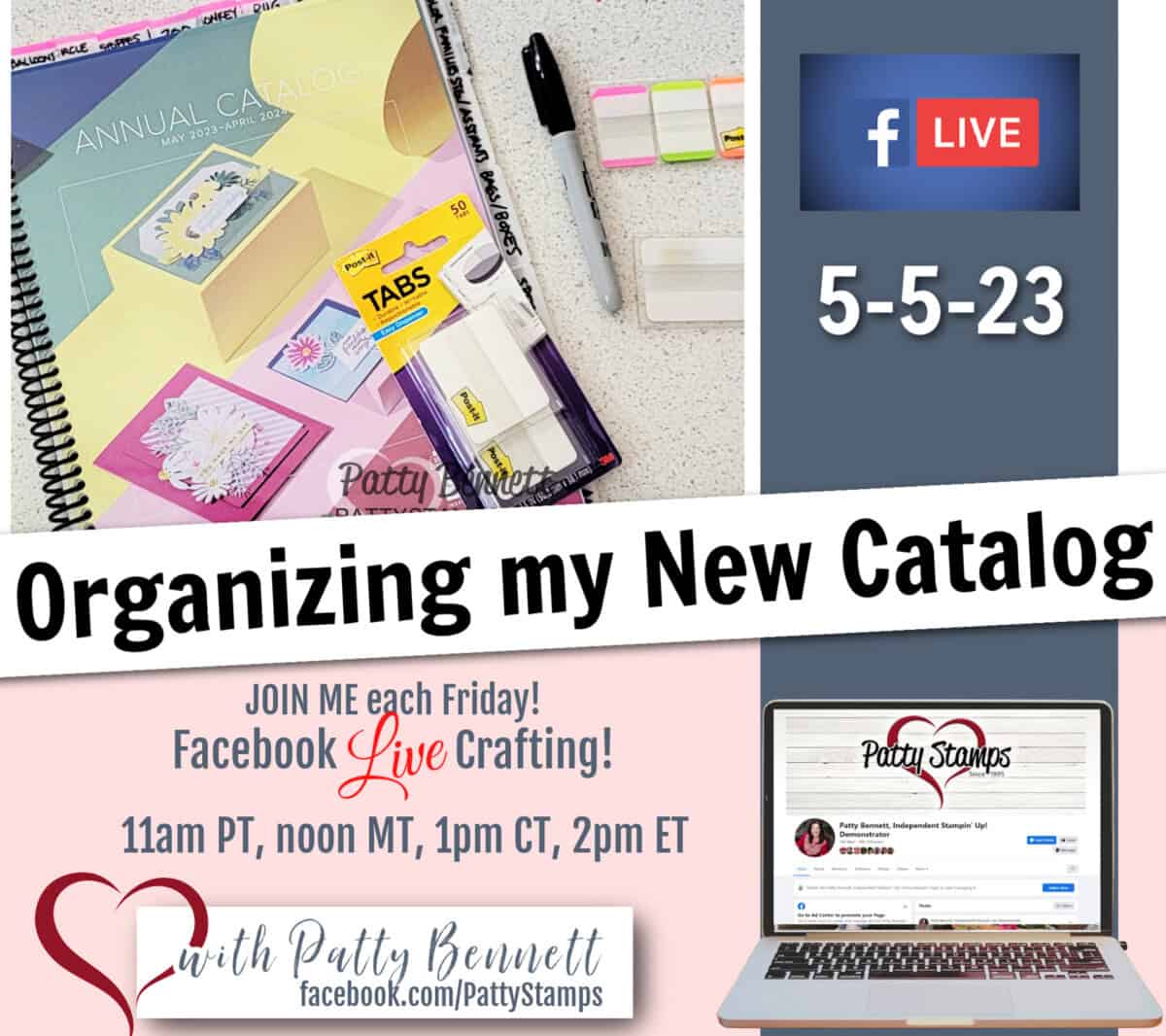 How I organize my new Stampin Up! catalog each year with tabs and spiral binding, live with Patty Bennett