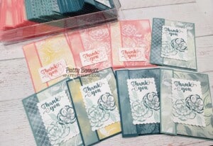 Stampin Up! Hello Irresistible paper and Irresistible Blooms stamp set customer thank you cards by Patty Bennett