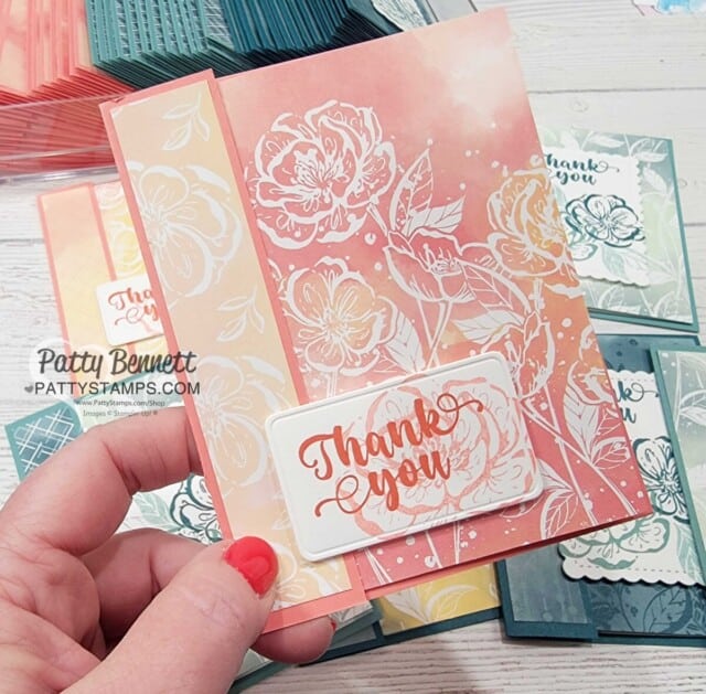 Thank you card featuring Stampin' UP! Irresistible Blooms stamp set, by Patty Bennett