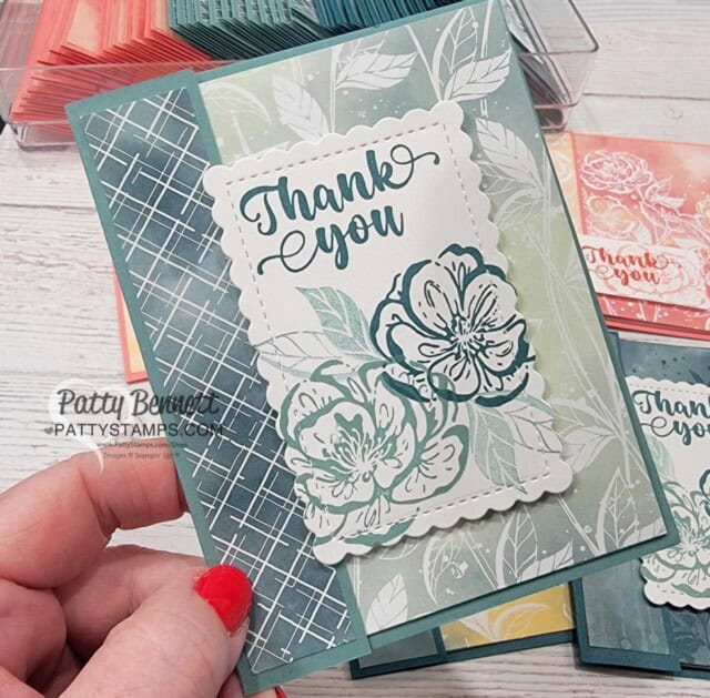 Thank you card featuring Stampin' UP! Irresistible Blooms stamp set, by Patty Bennett