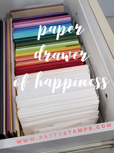 Patty's paper drawer of happiness with new Stampin' Up! catalog cardstock assortment packs. 