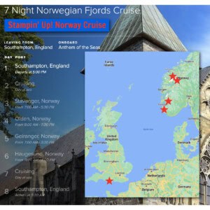 Stampin UP! incentive trip Norway cruise map May 2023
