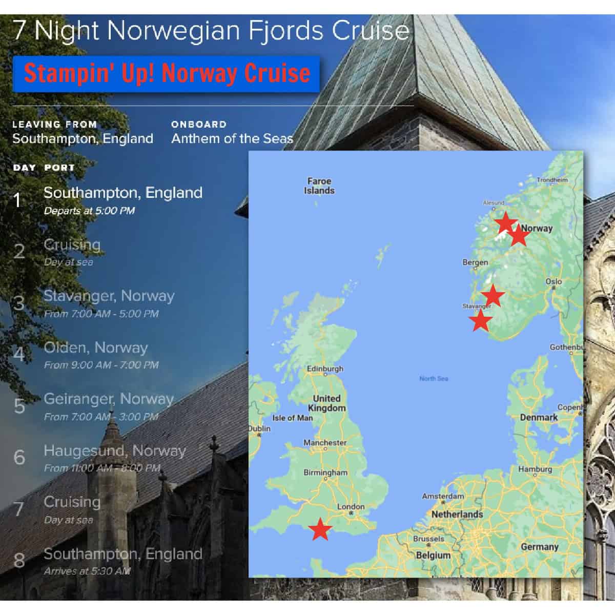 Stampin UP! incentive trip Norway cruise map May 2023