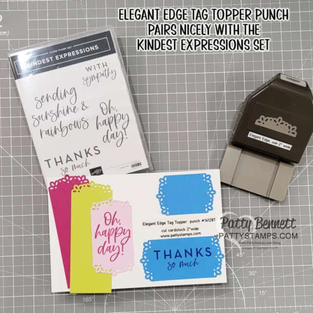 Stampin' Up! Elegant Edge Tag Topper punch for tags or labels pairs nicely with the Kindest Expressions set