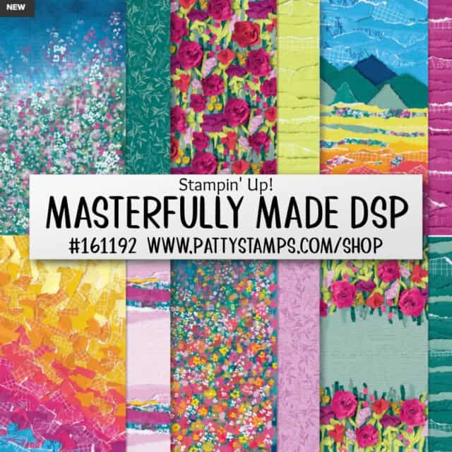 Masterfully Made designer paper floral pattern for card making from Stampin' Up! #161192 on sale through 6-30-23 www.pattystamps.com/shop