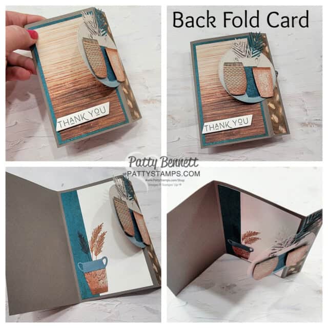Amazing Back Fold Card: Stampin UP! Earthen Textures bundles card idea by Patty Bennett